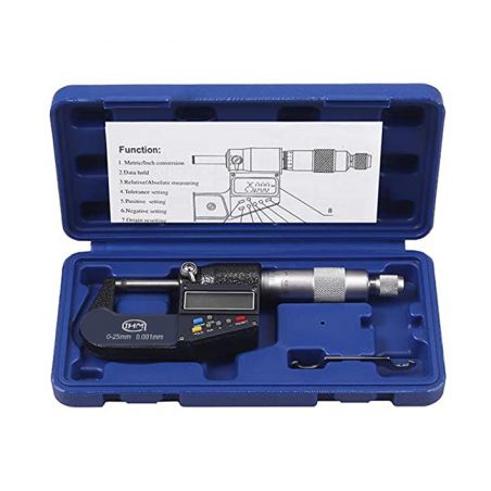 MICROMÈTRE PALMER DE précision 0,01mm 0-25mm avec coffret clé de réglage EUR 20,40 - FR