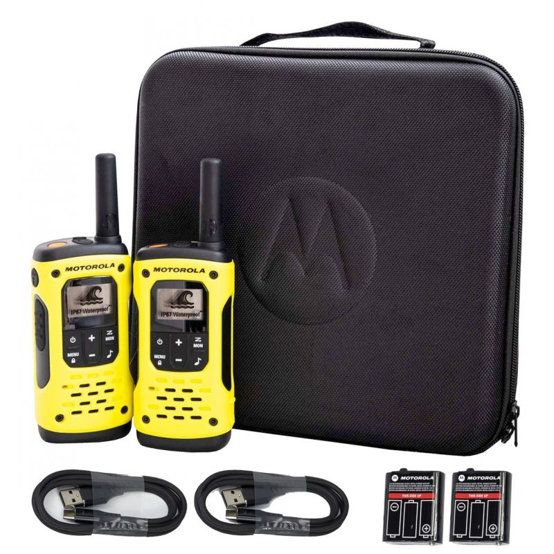 Paire de talkies walkies Motorola® T92 H2O IP67 rechargeables - Portée 10 km - Livrée en mallette