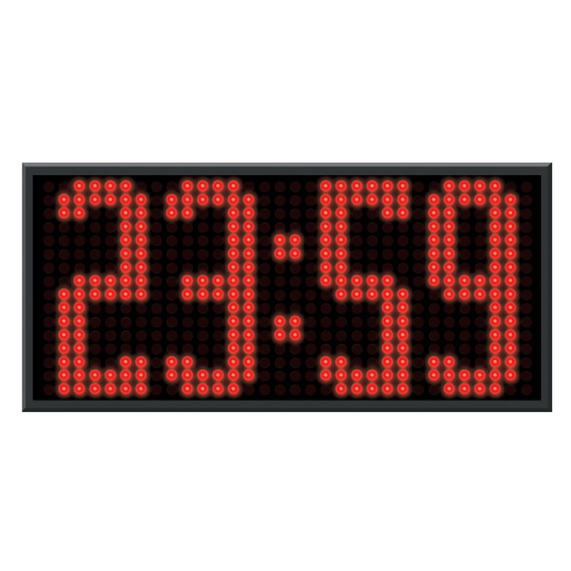 Afficheur int./ext. LED - 4 chiffres 40 cm - Horloge/Calendrier/Chronomètre/Timer/Thermomètre (option) - Télécommande sans fil