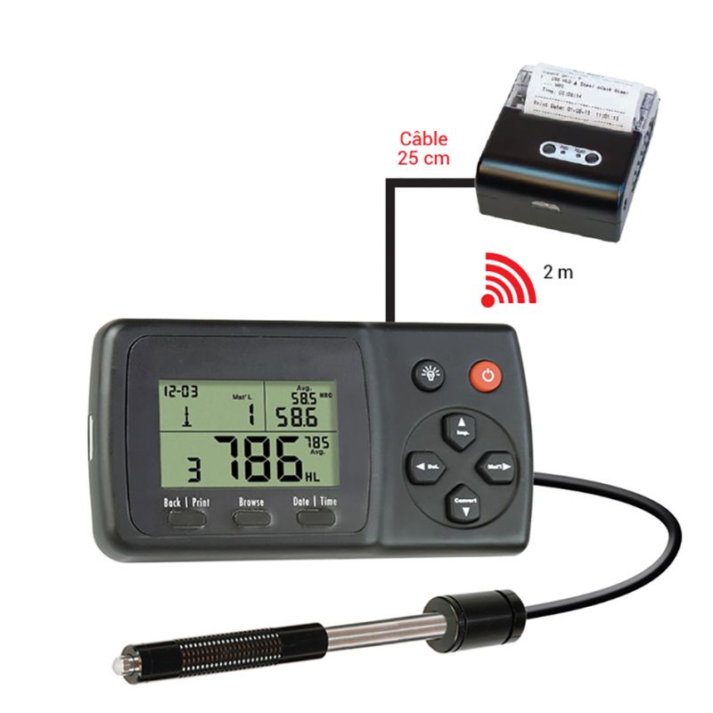 Duromètre digital - Rockwell, Vickers, Brinell, Shore, Leed, Résistance traction - Livré avec imprimante