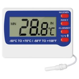 Thermomètre digital int.ext. - Sonde NTC embout ABS - Alarme T° - Maxi/Mini + Ralentisseur thermique