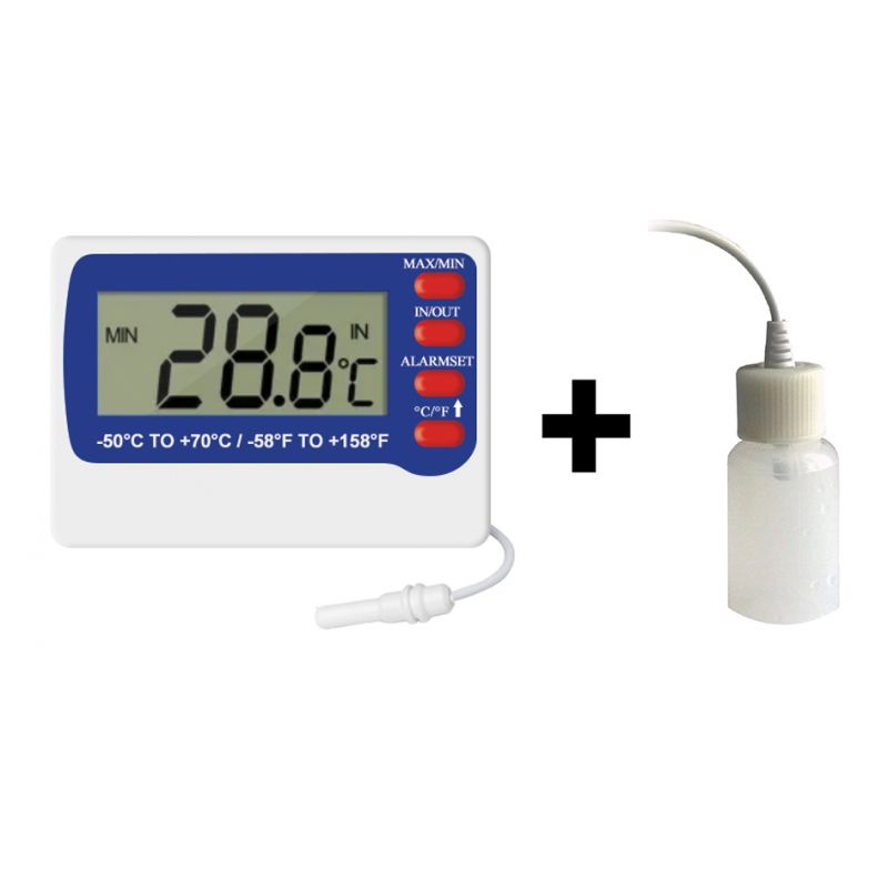 Thermomètre digital int.ext. - Sonde NTC embout ABS - Alarme T° - Maxi/Mini + Ralentisseur thermique