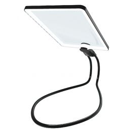 Loupe éclairante 240x270 mm - 2X - 50 LEDs blanc froid - Rechargeable USB - Tour de cou flexible articulé / À poser