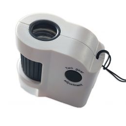 Loupe d'expertise éclairante Ø15 mm - 50X - 1 LED blanche + 1 LED UV