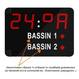 Afficheur int./ext. LED - Température air, bassin 1 et 2 - Horloge