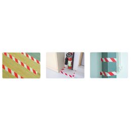 Lot de 5 rouleaux de signalisation adhésif - Rouge / Blanc - Marquage au sol