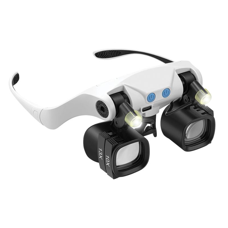 Lunette-loupe / Frontale - Jusqu'à 23X - 2 LEDS - Rechargeable USB