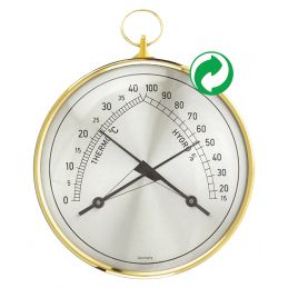 Thermomètre / Hygromètre (zone de confort) mécanique - Boîtier laiton - RECONNDITIONNÉ