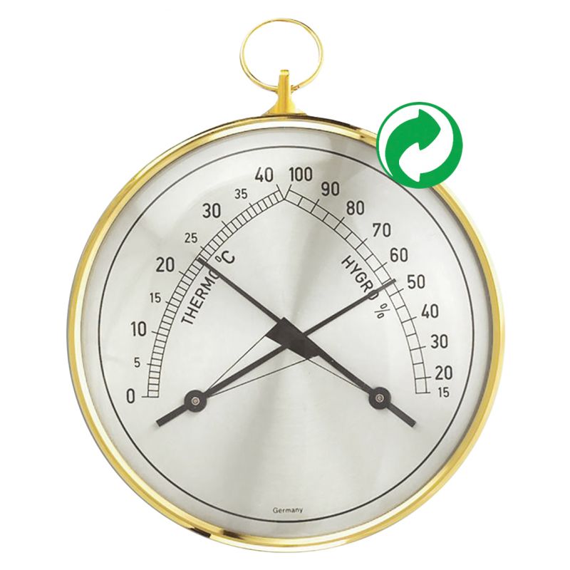 Thermomètre / Hygromètre (zone de confort) mécanique - Boîtier laiton - RECONNDITIONNÉ