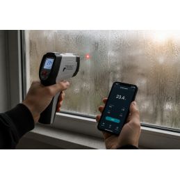 Thermomètre digital - Infrarouge - Laser simple / Thermomètre / Hygromètre / Psychromètre - Connexion Bluetooth vers smartphone