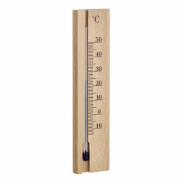 Thermomètre mécanique - A alcool - Plaque hêtre naturel