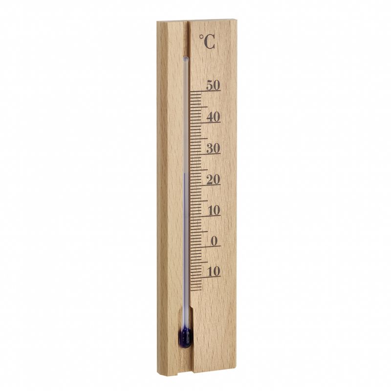 Thermomètre mécanique - A alcool - Plaque hêtre naturel