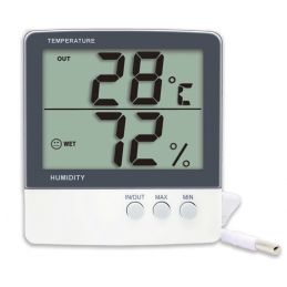 Thermomètre digital int./ext. - Sonde NTC embout inox / Hygromètre - Maxi / Mini - Grand affichage