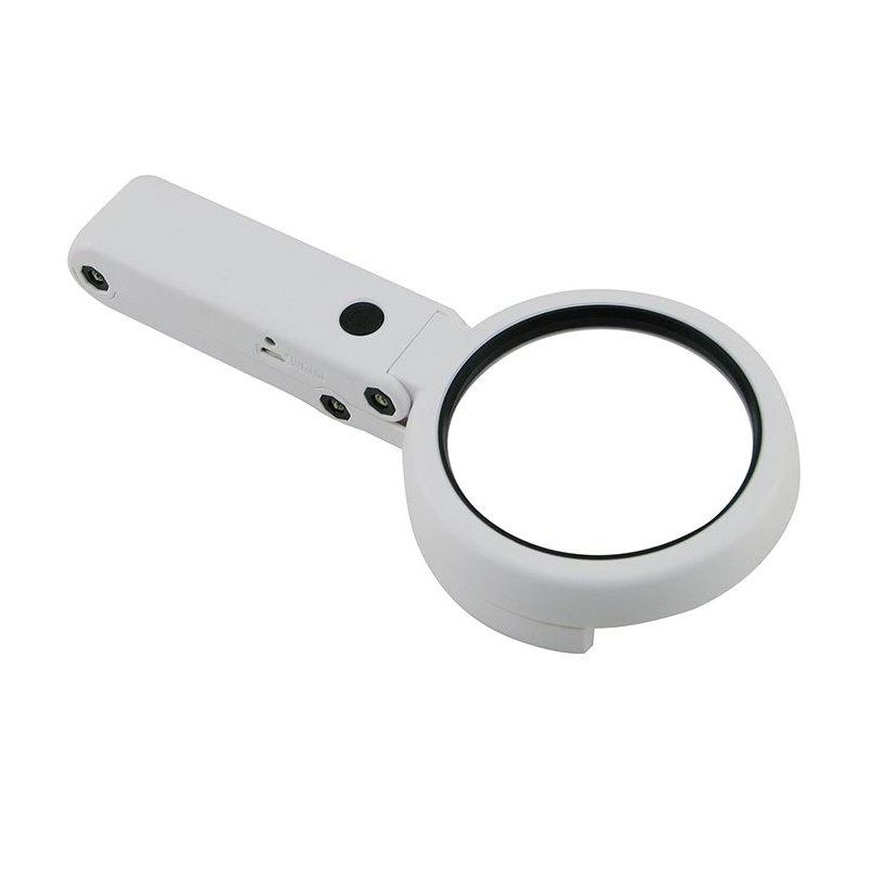 Loupe éclairante Ø75 mm - 5X - Double foyer 8X19 mm - A main / A poser - Rechargeable USB