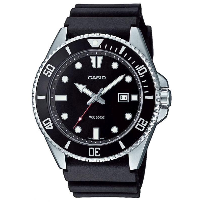 Montre Casio® à aiguilles - Dateur - Lunette noire - Bracelet résine