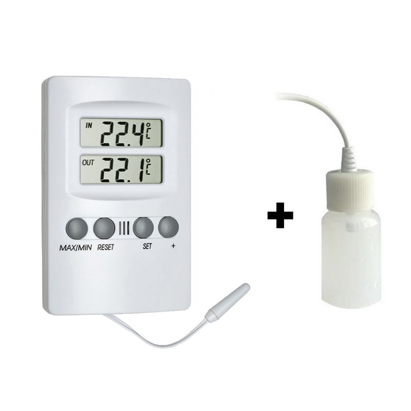 Thermomètre digital int./ext. - Sonde NTC embout inox - Alarme T° ext + Ralentisseur thermique